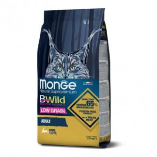 MONGE BWILD GATTO ADULT LOW GRAIN ALLA LEPRE DA 1,5 KG