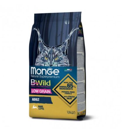 MONGE BWILD GATTO ADULT LOW GRAIN ALLA LEPRE DA 1,5 KG