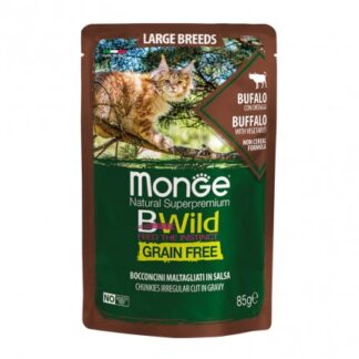 MONGE BWILD GATTO LARGE BREEDS AL BUFALO CON ORTAGGI DA 85 GR IN BUSTA