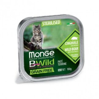 MONGE BWILD GATTO STERILIZZATO AL CINGHIALE CON ORTAGGI DA 100 GR IN VASCHETTA