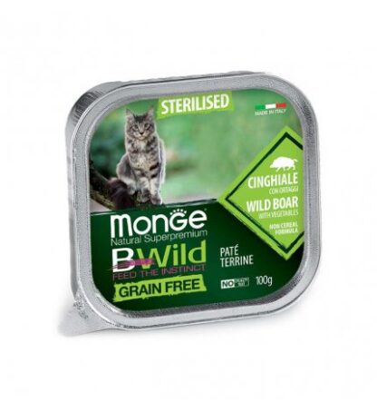 MONGE BWILD GATTO STERILIZZATO AL CINGHIALE CON ORTAGGI DA 100 GR IN VASCHETTA