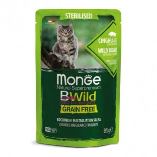 MONGE BWILD GATTO STERILIZZATO AL CINGHIALE E ORTAGGI DA 85 GR IN BUSTA