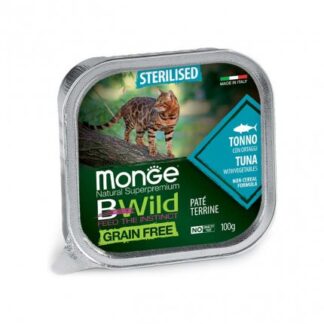 MONGE BWILD GATTO STERILIZZATO AL TONNO CON ORTAGGI DA 100 GR IN VASCHETTA