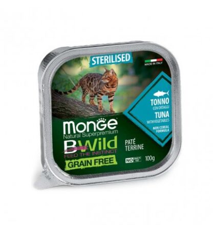 MONGE BWILD GATTO STERILIZZATO AL TONNO CON ORTAGGI DA 100 GR IN VASCHETTA