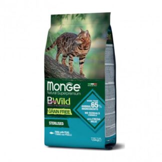 MONGE BWILD GATTO STERILIZZATO GRAIN FREE AL TONNO CON PISELLI DA 1,5 KG