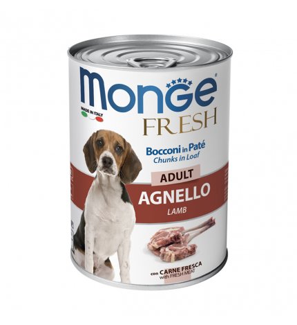 MONGE CANE FRESH ADULT BOCCONI IN PATE' ALL' AGNELLO DA 400 GR IN LATTINA