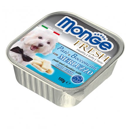 MONGE CANE FRESH AL MERLUZZO DA 100 GR IN VASCHETTA