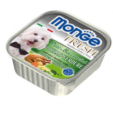 MONGE CANE FRESH AL POLLO E VERDURE DA 100 GR IN VASCHETTA