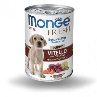 MONGE CANE FRESH PUPPY BOCCONI IN PATE' AL VITELLO CON ORTAGGI DA 400 GR IN LATTINA
