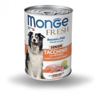 MONGE CANE FRESH SENIOR BOCCONI IN PATE' AL TACCHINO CON ORTAGGI DA 400 GR IN LATTINA