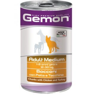 MONGE CANE GEMON ADULT MEDIUM BOCCONI AL POLLO E TACCHINO DA 1250 GR IN LATTINA