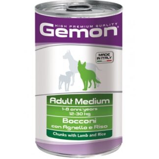MONGE CANE GEMON ADULT MEDIUM BOCCONI ALL' AGNELLO E RISO DA 1250 GR IN LATTINA