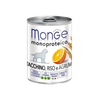 MONGE CANE MONOPROTEICO AL TACCHINO RISO E AGRUMI DA 400 GR IN LATTINA