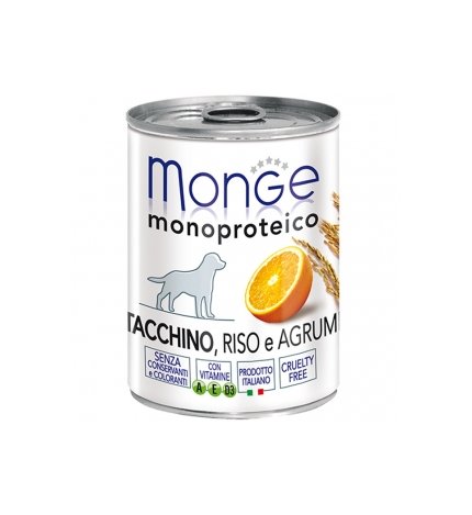 MONGE CANE MONOPROTEICO AL TACCHINO RISO E AGRUMI DA 400 GR IN LATTINA