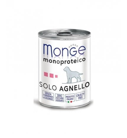 MONGE CANE MONOPROTEICO SOLO AGNELLO DA 400 GR IN LATTINA