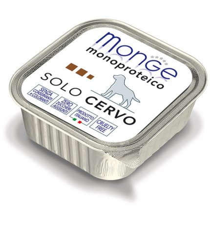 MONGE CANE MONOPROTEICO SOLO CERVO DA 150 GR IN VASCHETTA