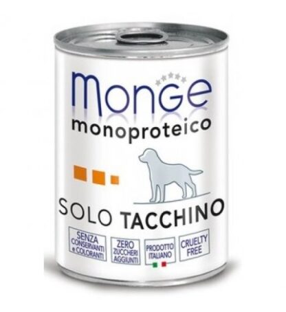 MONGE CANE MONOPROTEICO SOLO TACCHINO DA 400 GR IN LATTINA