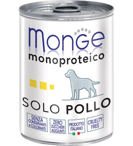 MONGE CANE MONOPRPTEICO SOLO POLLO DA 400 GR IN LATTINA
