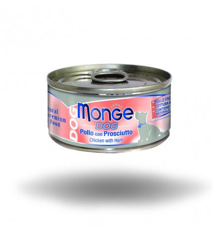 MONGE CANE NATURAL CON POLLO E PROSCIUTTO DA 95 GR IN LATTINA