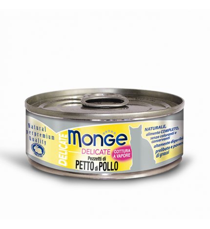 MONGE GATTO DELICATE AL PETTO DI POLLO DA 80 GR IN LATTINA