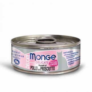 MONGE GATTO DELICATE AL POLLO E PROSCIUTTO DA 80 GR IN LATTINA