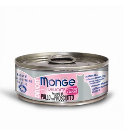 MONGE GATTO DELICATE AL POLLO E PROSCIUTTO DA 80 GR IN LATTINA