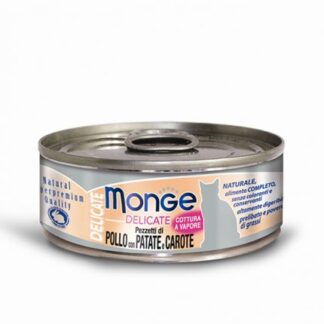MONGE GATTO DELICATE AL POLLO PATATE E CAROTE DA 80 GR IN LATTINA