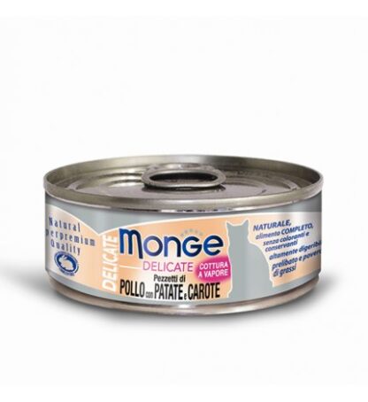 MONGE GATTO DELICATE AL POLLO PATATE E CAROTE DA 80 GR IN LATTINA