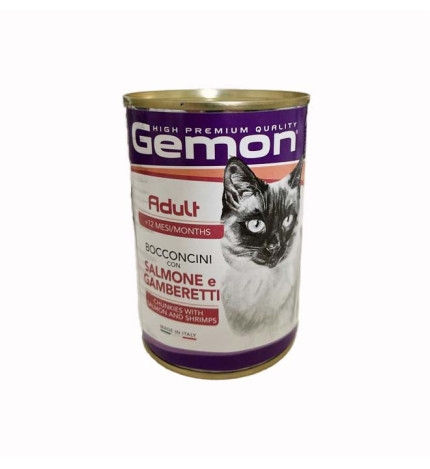 Monge gatto gemon adult al salmone e gamberetti da 415 gr in lattina