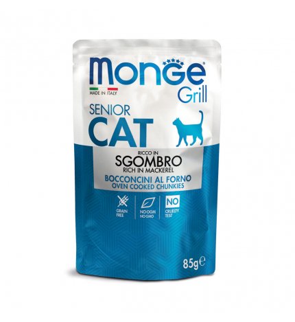 MONGE GATTO GRILL SENIOR ALLO SGOMBRO DA 85 GR IN BUSTA