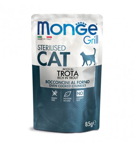 MONGE GATTO GRILL STERILIZZATO ALLA TROTA DA 85 GR IN BUSTA