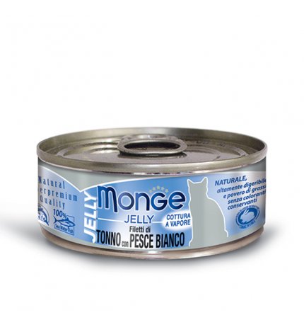 MONGE GATTO JELLY AL TONNO E PESCE BIANCO DA 80 GR IN LATTINA
