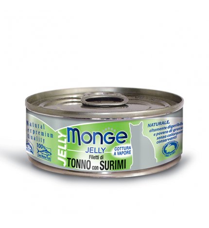 MONGE GATTO JELLY AL TONNO E SURIMI DA 80 GR IN LATTINA