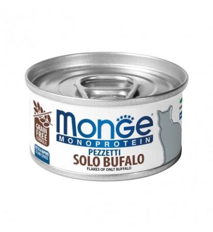 MONGE GATTO MONOPROTEICO PEZZETTI SOLO BUFALO DA 80 GR IN LATTINA