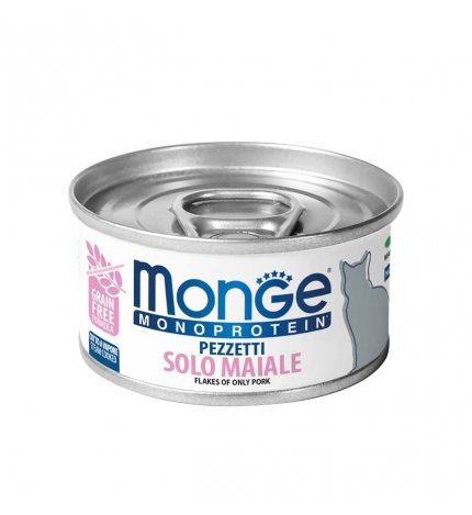 MONGE GATTO MONOPROTEICO PEZZETTI SOLO MAIALE DA 80 GR IN LATTINA