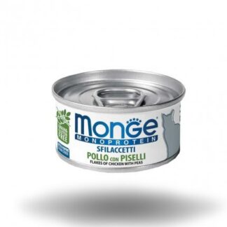 MONGE GATTO MONOPROTEICO SFILACCETTI CON POLLO E PISELLI DA 80 GR IN LATTINA