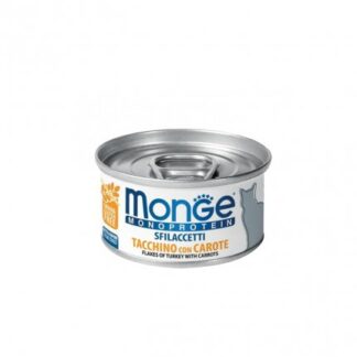 MONGE GATTO MONOPROTEICO SFILACCETTI CON TACCHINO E CAROTE DA 80 GR IN LATTINA