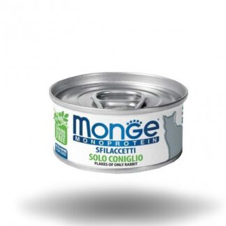 MONGE GATTO MONOPROTEICO SFILACCETTI SOLO CONIGLIO DA 80 GR IN LATTINA
