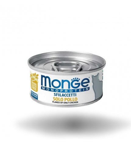 MONGE GATTO MONOPROTEICO SFILACCETTI SOLO POLLO DA 80 GR IN LATTINA