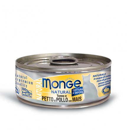 MONGE GATTO NATURAL AL POLLO E MAIS DA 80 GR IN LATTINA