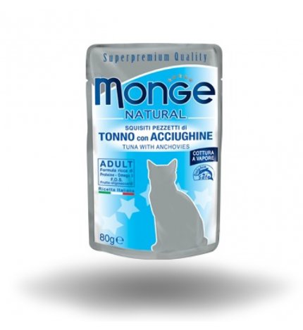 MONGE GATTO NATURAL TONNO CON ALICI DA 80 GR IN BUSTA