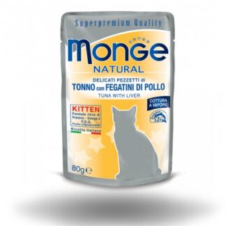 MONGE GATTO NATURAL TONNO CON FEGATINI DI POLLO 80 GR IN BUSTA