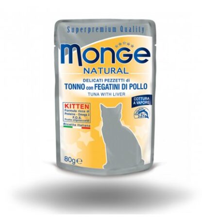 MONGE GATTO NATURAL TONNO CON FEGATINI DI POLLO 80 GR IN BUSTA