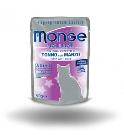 MONGE GATTO NATURAL TONNO CON MANZO DA 80 GR IN BUSTA