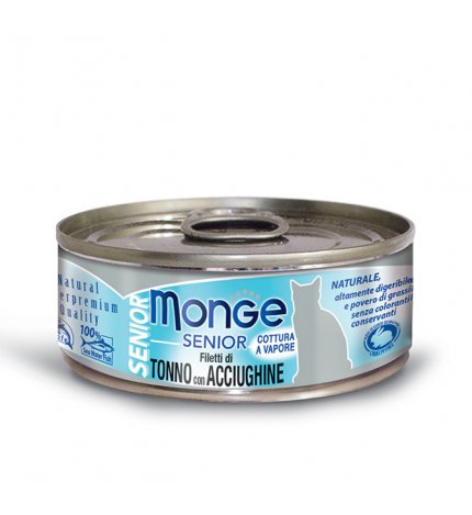 MONGE GATTO SENIOR AL TONNO & ALICI DA 80 GR IN LATTINA