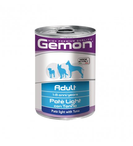 MONGE GEMON CANE ADULT PATE' LIGHT AL TONNO DA 400 GR IN LATTINA
