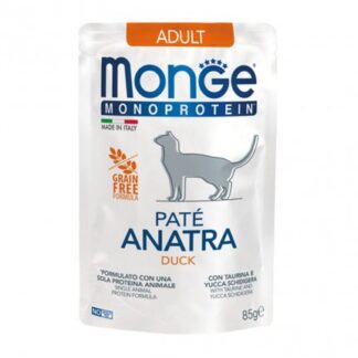 MONGE MONOPROTEICO GATTO ADULT PATE' ALL'ANATRA DA 85 GR IN BUSTA