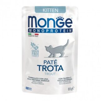MONGE MONOPROTEICO GATTO KITTEN PATE' ALLA TROTA DA 85 GR IN BUSTA