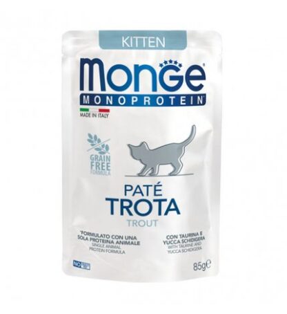 MONGE MONOPROTEICO GATTO KITTEN PATE' ALLA TROTA DA 85 GR IN BUSTA
