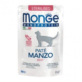MONGE MONOPROTEICO GATTO STERILIZZATO PATE' AL MANZO DA 85 GR IN BUSTA